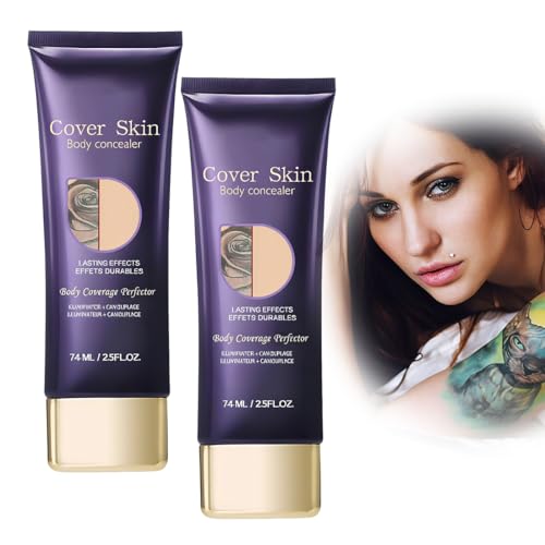 EIHI 2 piezas Maquillaje Corporal para Piernas, Cobertura Total Resistente al Agua - Cubre Tatuajes, Cicatrices y Venas Varicosas - Textura Crema sin Transferencia