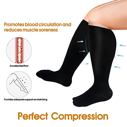 Plus Size Compression Socks Wide Calf, 20-30 Mmhg Graduated Compression Sock For Men Women Breathable Flight Socks For Varicose Veins, Cycling, Running, Travel, Pregnancy (3Xl) #TOP2