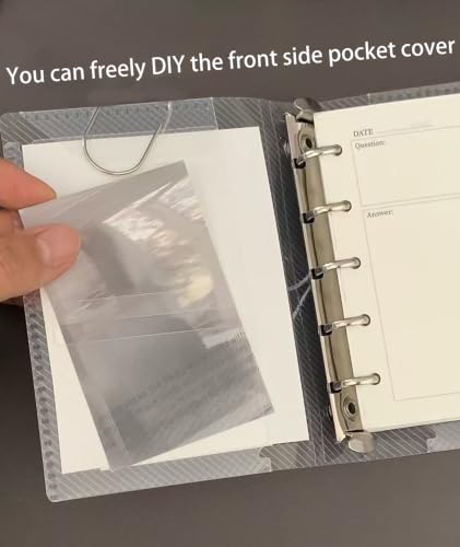 Image of Clear A7 Binder (6-Ring), 4.1 inch x 5.9 inch Mini Pocket-Sized Refillable Notebook Cover, Transparent Plastic Flip Flap Folder for Travel, Budget,Reading Bookish