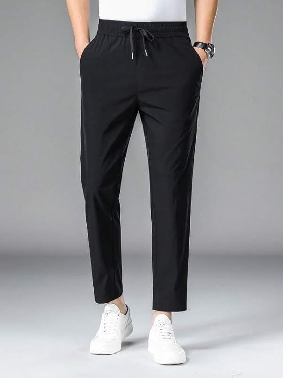 Image of Paralians Men's Regular Fit Solid Pattern Polyester Blend Track Pants with Ankle Length and Drawstring Closure Type |men Track Pants trousers