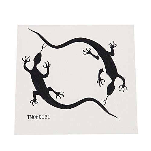 Chic-Net Tatouage temporaire 2 lézards courbés Cercle noir simple 1 feuille Cover