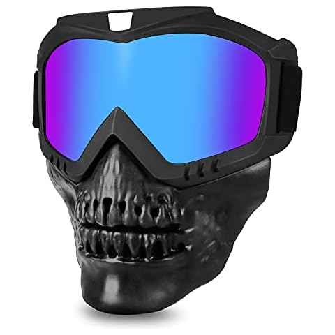 Outamateur Detachable Skull Goggle Mask,Protective Glasses with Detachable Mask Adjustable Mask Face Shield for Kids Youth Men Women (Colorful) Cover