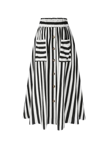 WDIRARA Women's Plus Size Striped High Waist...
