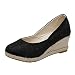 Chaussures d'été compensées rondes respirantes à enfiler à la mode Sandales confortables pour femme, Noir , 39.5 EU