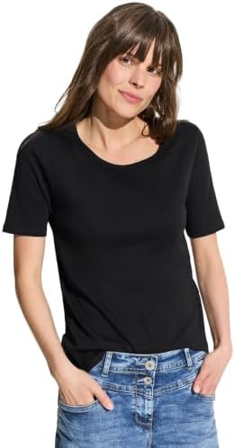 Damen Basic T-Shirt mit Rundhals in Unifarbe