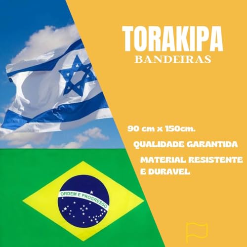 Bandeira ISRAEL + BRASIL Oficial 90 x 150 cm C/Anilhas p/Mastro Costurada Excelente p/Exteriores