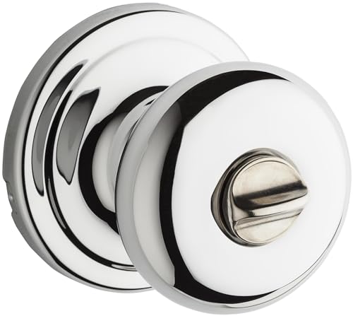 Image of Kwikset Hancock Interior Privacy Doorknob with Lock, Door Handle for Bathroom and Bedroom, Polished Brass Keyless Turn Lock Doorknob