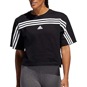 adidas Women’s Must Haves Ringer 3-Stipes T-Shirt (Coral/White, XS)