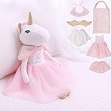 Unicorn Stuffed Animal for Girls - Plush Toy Doll, Furry Bag, Fluffy Dress, 2 Tutu Skirts, Shawl, Wings - Adorable Doll Set for 3 4 5 Year Old Girl - Gift for Little Girl, Birthday, Christmas Age 3-9