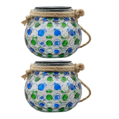 Lurrose Lámpara Solar Colgante de Tarro de Cristal 2 Unidades Luz Decorativa Transparente Resistente al Agua para Jardín Exterior Energía Solar Práctica y Ecológica