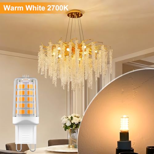 Image of BAOMING Dimmable G9 LED Bulb 4W T4 2700K Soft Warm White 12Pack 120V | 40W Halogen Equivalent T4 No Flicker, 450LM, Ceramic Base Perfect for Chandelier, Ceiling Fan, Cabinet