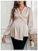 MakeMeChic Women's Maternity Tops Twisted V Neck Lantern Sleeve Peplum Shirts Pregnancy Work Clothes Apricot Large