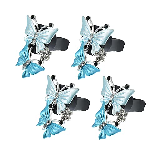 Image of X AUTOHAUX Car Butterfly Shape Clips for Air Conditioner Outlet Vent Decorations Clip Blue 4 Pcs