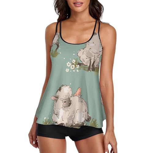 Robe de plage et maillot tankini mouton dessin animé contre les irritations du bikini