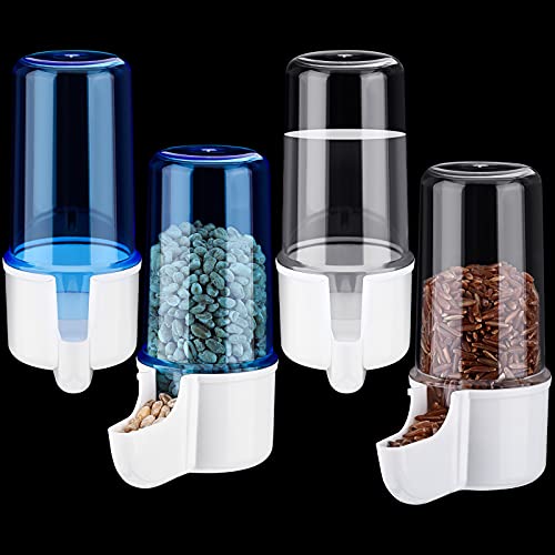 4 Pieces Automatic Bird Water Dispenser Bird Cage Waterer Feeder Bird Accessory Drinker Bottle for Hamster Parrot (White, Blue)