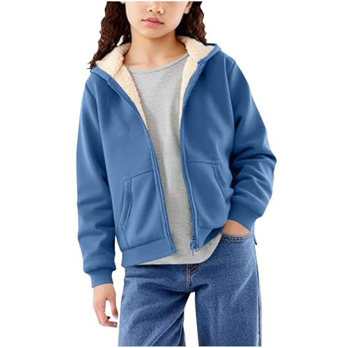 Girls Zip Up Hoodie Fleece Trendy Warm Soft Sherpa Coat Outerwear Lightweight Fuzzy Kids Fall Clothes With Pockets2