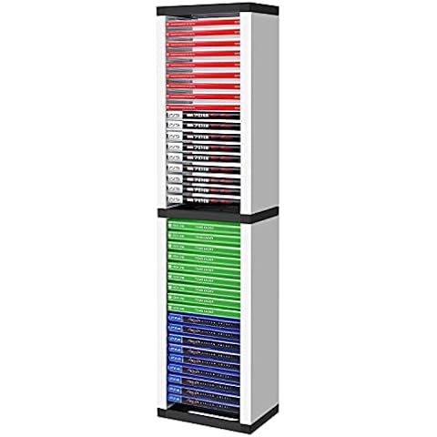 TNP Video Game Storage Tower (36 CD Disc Blu-ray Case) Universal DVD Holder Shelf Rack Stand Vertical Organizer for PS5, PS4, Playstation 5 / 4, Nintendo Switch, Xbox Series X / S, Xbox One Movies Cover