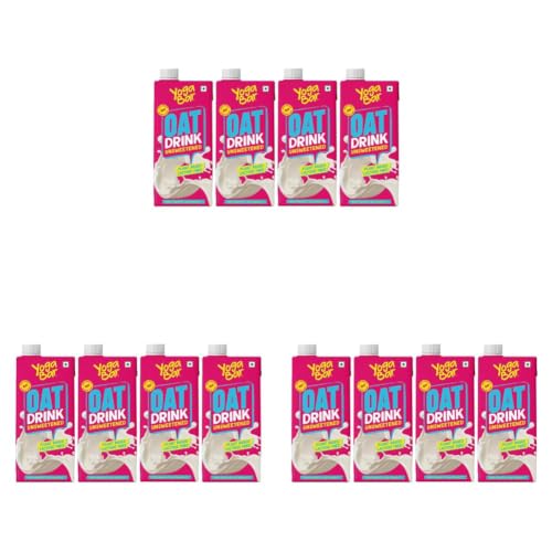 Image of Yogabar Oat Milk Unsweetened (4x1L) | Barista Approved | Fortified with Vitamin B, D & Calcium |Dairy & Lactose Free Milk | No Added Sugar | Vegan Plant-Based Oat Beverage for Coffee & Smoothies | Zero Cholesterol
