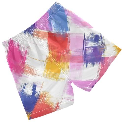 Pigsaly Boys' Swim Board Shorts Colorful Brush Stroke Boy's Swim Trunks Kids Swimwear XS2