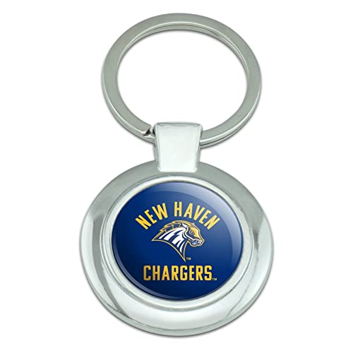 New Haven Charger Keychain Classy Round Chrome Plated Metal New Haven Charger Keychain Classy Round Chrome Plated Metal