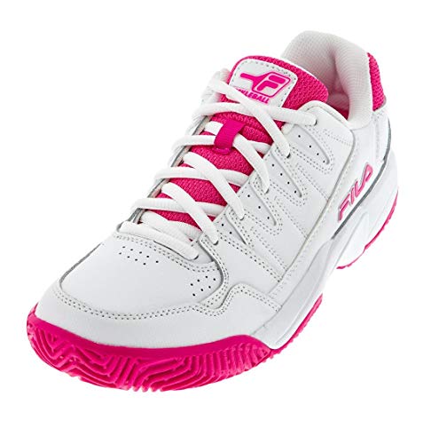 FILA Women's Double Bounce Pickleball Shoe (White/Pink Glo/White, 7.5)
