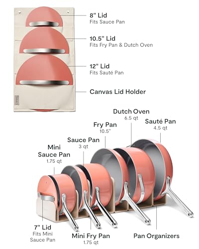 Image of Caraway 24-Piece Nonstick Ceramic Cookware Set - Includes Fry Pans, Sauce, Saute Pan, Dutch Oven, Petite Cooker, Stir Fry, Rondeau, Stock Pot, Lids & Storage Organizers - Perracotta