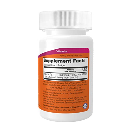 Now Foods High Potency Vitamin D-3, 10,000 Iu, 120 Softgels, 2 Pack, Now Foods #TOP2