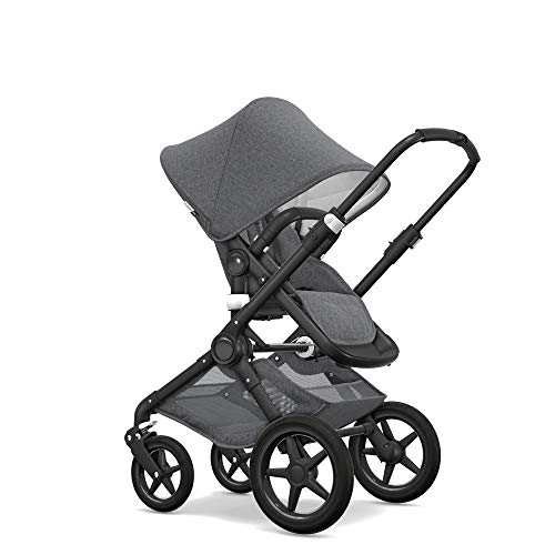 Bugaboo Fox Classic Complete Stroller, Black/Grey Mélange - Fully-Loaded Foldable Stroller with Advanced Suspension and All-Terrain Wheels