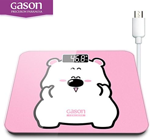 GASON A3s USB Charging Scales LCD Digital Display Weight Weighing Floor Electronic Smart Balance Body Household Bathrooms 180KG (Pink)