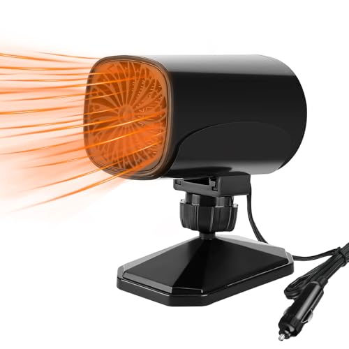 COMBLU Calentador de coche para invierno, calentador de coche portátil, calentador de coche, calentador de coche de 150 W y 12 V, ventilador de calefacción y refrigeración rápida 2 en 1, calentador