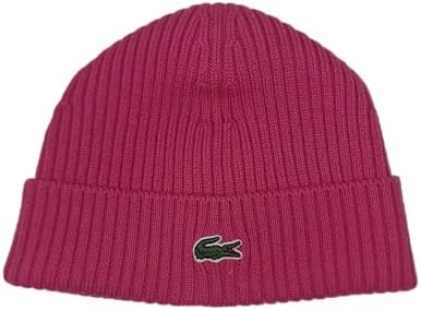 Lacoste RB0001 Ribbed Beanie Hat in Fuchsia Pink