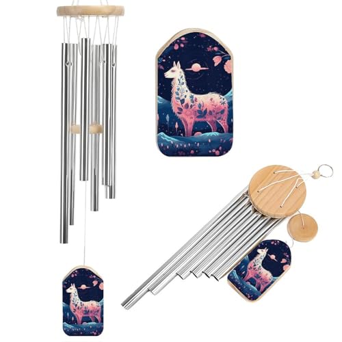 Outdoor Wind Chimes, Starry Night Alpaca Printed Wind Chimes,Simple Wind Chimes,Curtain Wind Chimes for Home Decoration