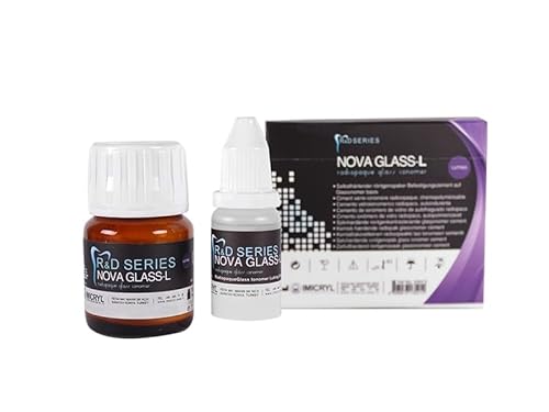 Imicryl, Nova Glass L-F Radiopaque Glass Ionomer Dental Luting Cement, Crown Bridge Veneer Adhesive for Permanent Crown Restoration, Natural Shade, High Compressive Strength, Tooth Filling Repair Kit
