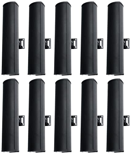 Rockville Wet Array 4 Black 70V 60W Commercial Wall Mount Swivel Column Speaker, 2-Way Line Array Design, IP55 Waterproof, Indoor/Outdoor Use for Restaurants, Churches, Auditoriums (10 Item)