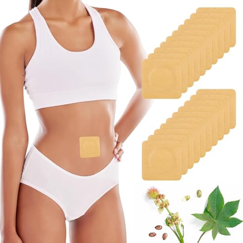 Paw Legend 54 Pcs Disposable Castor Oil Pack Wrap for Belly Button Patch Organic Cotton Self-Adhesive Castor Oil Wrap Highly Absorbent No Washing (Oil Not Included)
