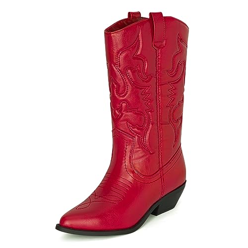 Chariot & Co Ring Women’s Western Cowgirl Boots – Mid-Calf Style with 2” Heel in Multiple Colors2