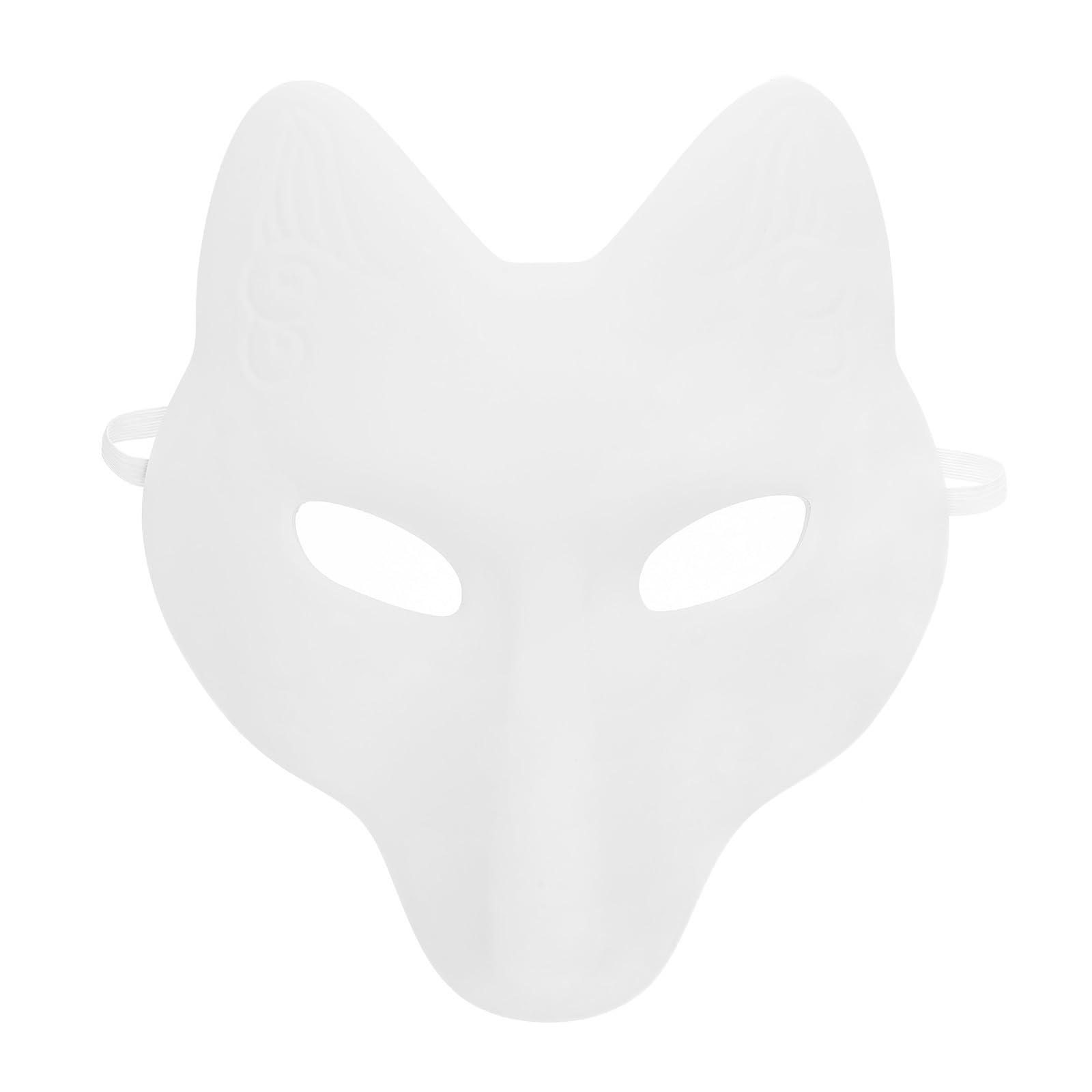 jojofuny White Fox Mask Diy Blank Kitsune Mask Lightweight Pu Leather Masquerade Costume Party for Halloween Cosplay Accessory