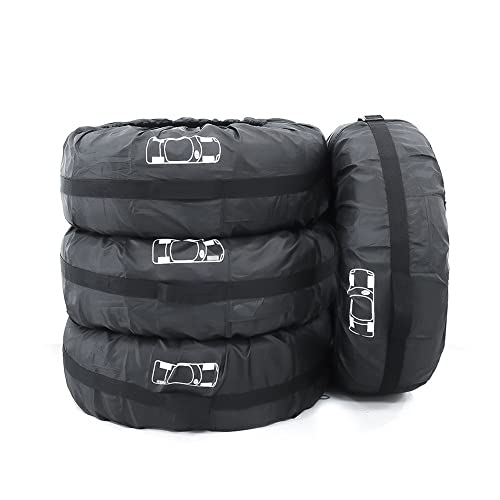 Image of Tire Covers (4 Pack) Dust-Proof Waterproof UV Sun Protectors for Motorhome RV Travel Trailer Camper Truck SUV Van