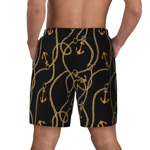 Vintage Golden Anchor Chain Black Funny Men's Swim Trunks Board Shorts Quick Dry-4