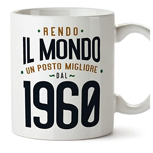 MUGFFINS Tazas 1960 Cumpleaños - En Italiano - Rendo il Mondo un Posto Migliore - 11 oz / 330 ml - Regalo original y divertido