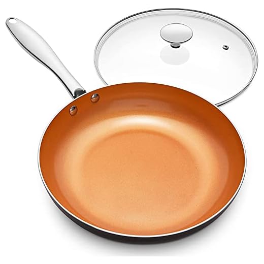 MICHELANGELO Frying Pan with Lid, Nonstick 8 Inch Frying Pan with Ceramic Titanium Coating, Copper Frying Pan with Lid, Small Frying Pan 8 Inch, Nonstick Frying Pans, Small Copper Skillet - 8 Inch