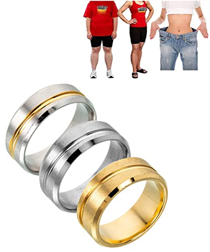 LONG-A 2 Pieces Magnetic Slimming Ring Weight Loss Health Care Fitness Jewelry Burning Weight Design Opening Therapy Lose Fashion,Gold,6 = 16 mm