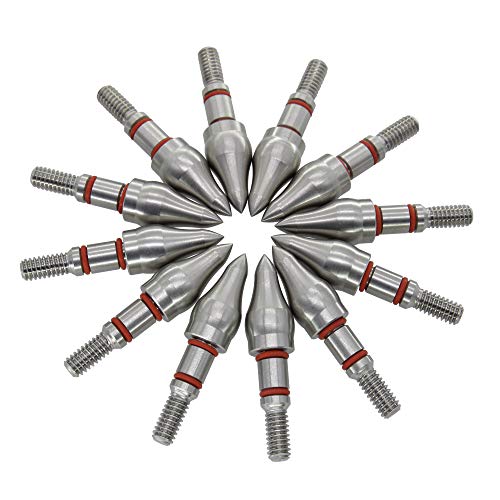 maifield Stainless Steel Archery Field Points, Easy Pull Various OD for 85/100/125/150/175/200/225/250/275/300 Grains,Screw in Archery Field Tips (5/16