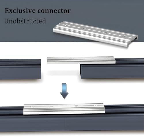 Image of MetDeals Aluminium Deluxe Silent Channel Curtain Track with Connector & Runners & Wall Fit,Hook,End Caps, Screw & Wall plug|Curtain Rail System for Home & Office(Grey Color,4.5+4.5 Feet)