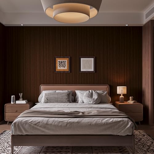 JSEVEM 16\"×354\" Walnut Wood Grain Wallpaper Peel and Stick Self Adhesive Removable Faux Brown Wood Contact Paper Vinyl Wrap Waterproof Wall Sticker for Kitchen Countertops Cabinet Table Top Drawer