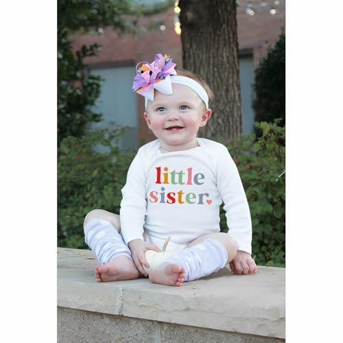 IZYJOY Little Sister Outfit Newborn Baby Girl Announcement Long Sleeve Onesie Bodysuit Infant Coming Home Romper Clothes4