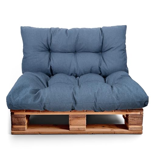 Best Wool Cojines para palets – cojin de Asiento 120x80cm + Respaldo 120x40cm – cojin Palet Relleno de Espuma granulada - en la terraza y en el jardín