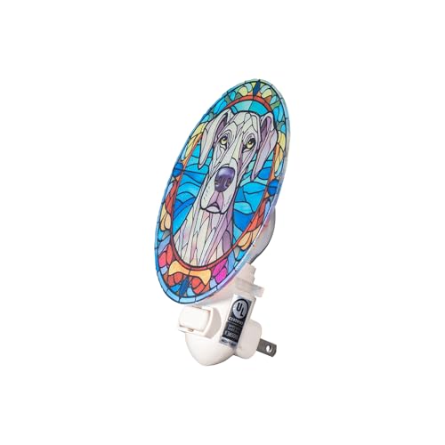 Image of Dog Night Light Great Dane, Stained Glass Styled Plug-in Wall Nightlight, Bulb Included, Pet Memorial Dog Lover Gift, Bedroom Hallway Bathroom Decor, Manual On /Off Switch