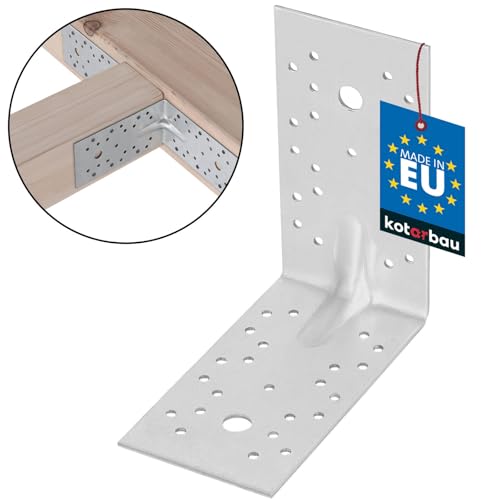 KOTARBAU® Équerre De Fixation - Acier Galvanisé - 150 x 150 x 80 mm - Argent - Renfort D'Angle Métal - Équerre de Fixation Renforcée - 90 Degrés