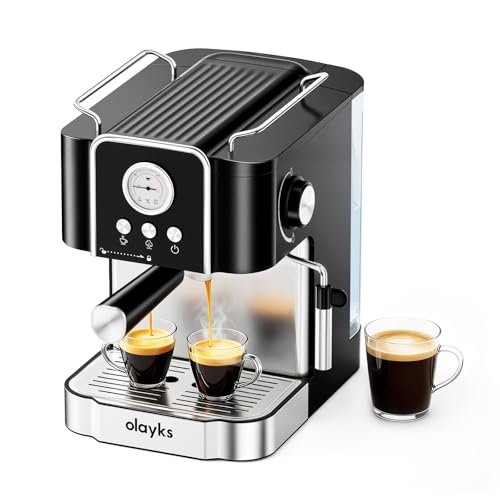 Image of Espresso Machine with 20 Bars, Professional Espresso Coffee Maker with Milk Frother for Milk, Cappuccino, Espresso Coffee Maker with Removable 1.8L Water Tank,